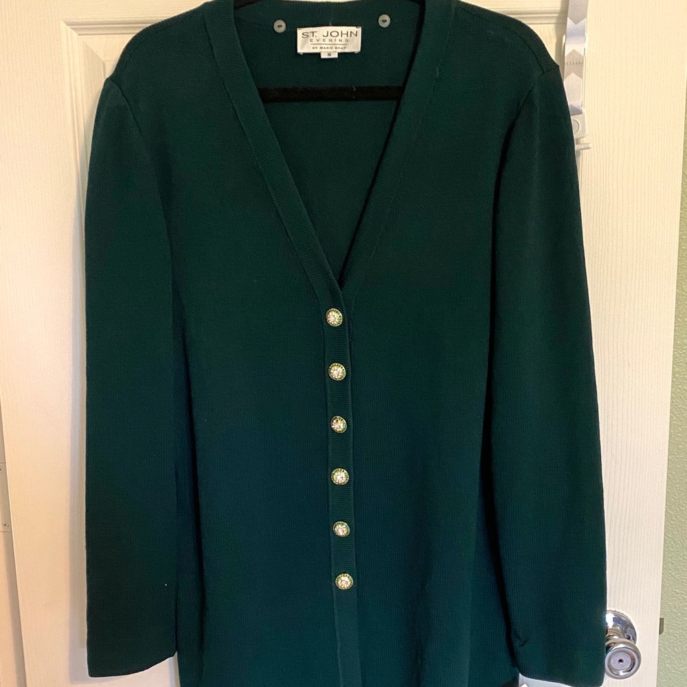 St. John Evening Cardigan w/ Jeweled Buttons